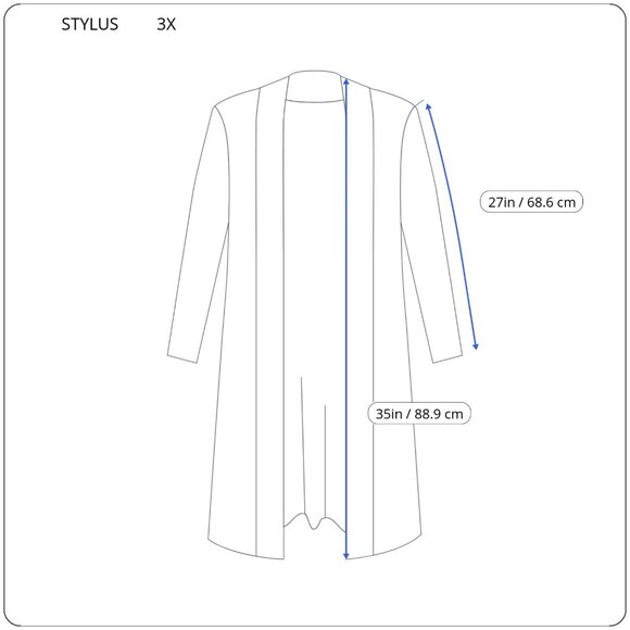 Stylus Women Sweater 3x Plus Cardigan Open Black Asymmetric Cotton Blend SWE53E - Picture 2 of 10